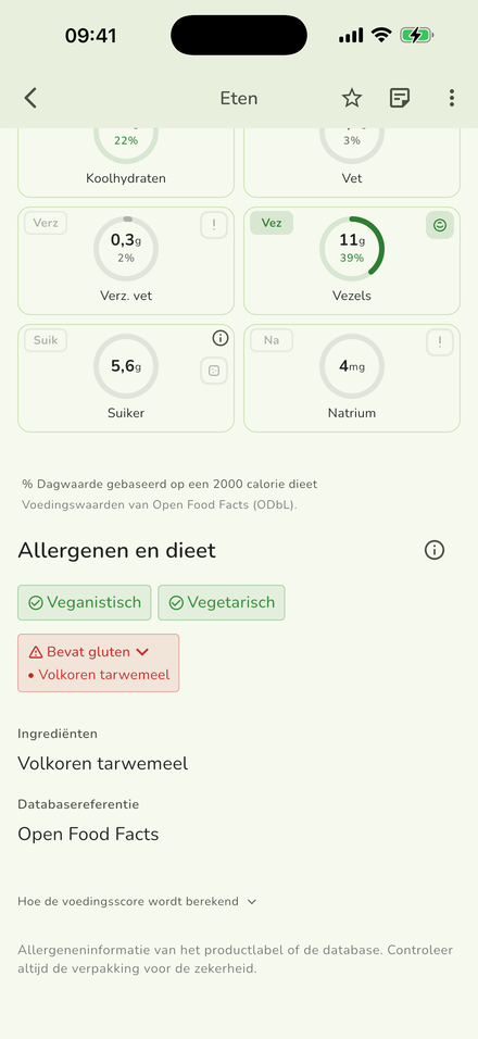 Een barcode, en de allergenen